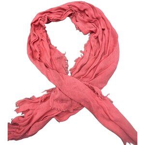 pink scarf rectangle sheer fringe 76x32" women's one size READ